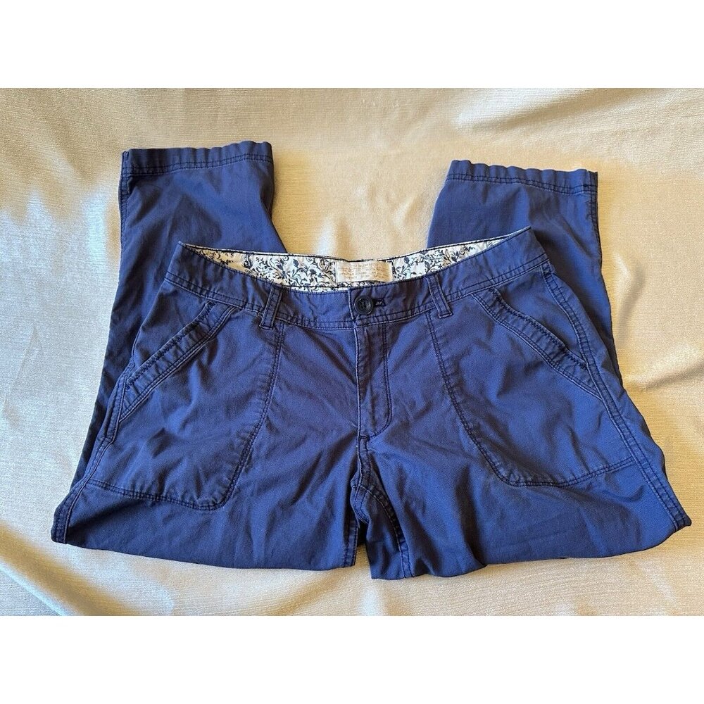 Eddie Bauer Ripstop Women Capri Pant Sz 6 Navy Cotton Cargo Mid Rise Casual